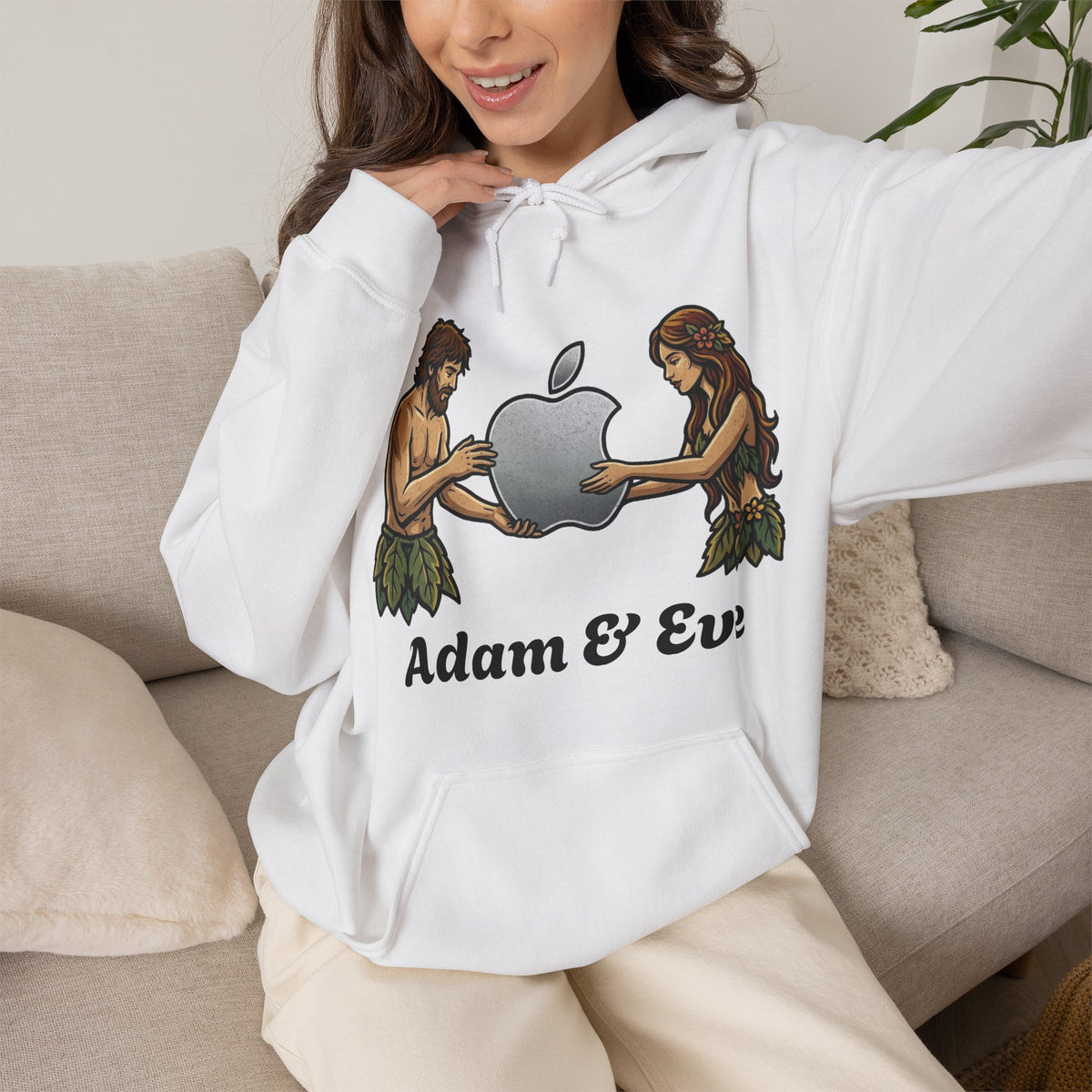 Vert Apple Adam & Eve Vintage Style Unisex Graphic Hoodie
