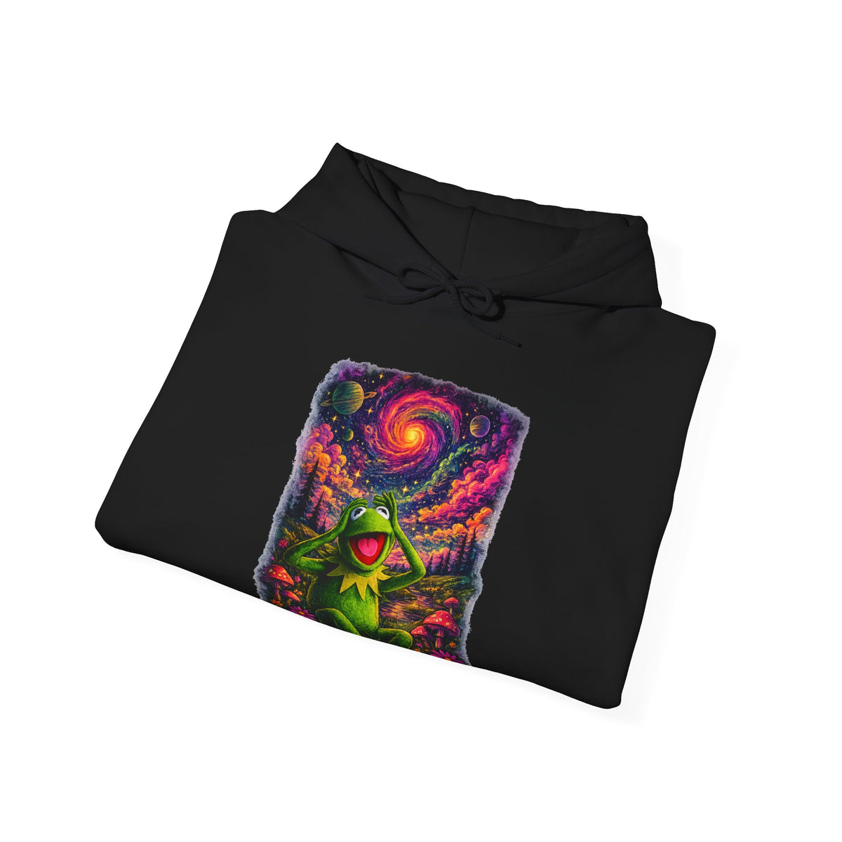 Vert Psychedelic Kermit Vintage Style Unisex Graphic Hoodie