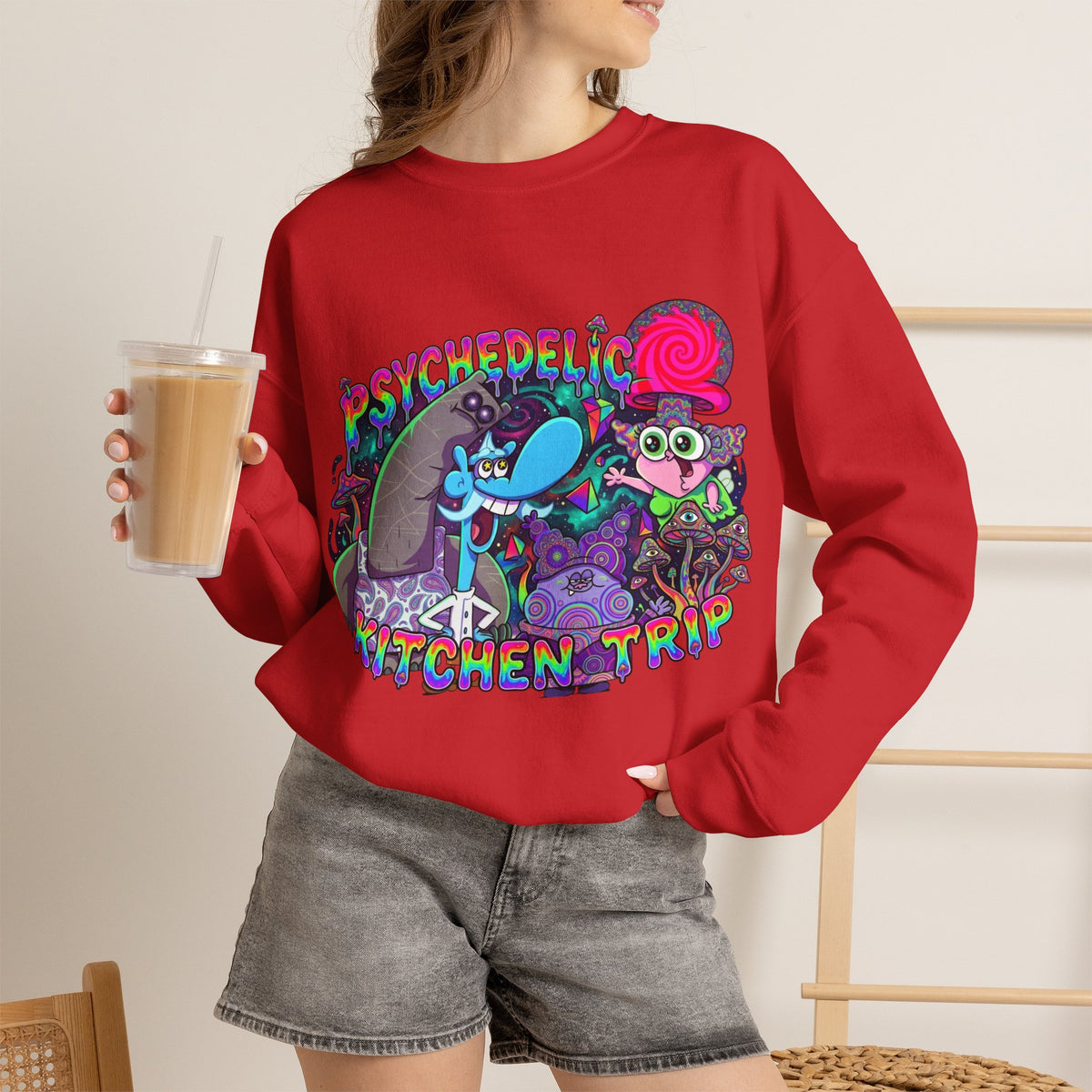 Vert Chowder Psychedelic Vintage Style Unisex Graphic Crewneck Sweatshirt