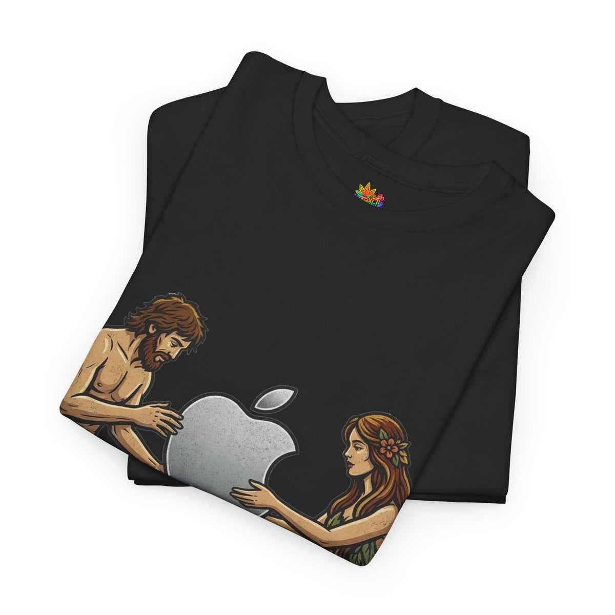 Vert Apple Adam & Eve Parody Vintage Style Unisex Cotton Graphic T-Shirt