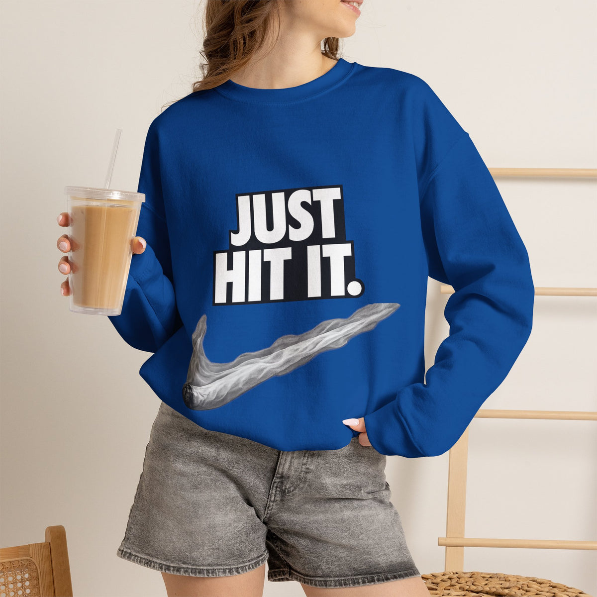 Vert Just Hit It Vintage Style Unisex Graphic Crewneck Sweatshirt