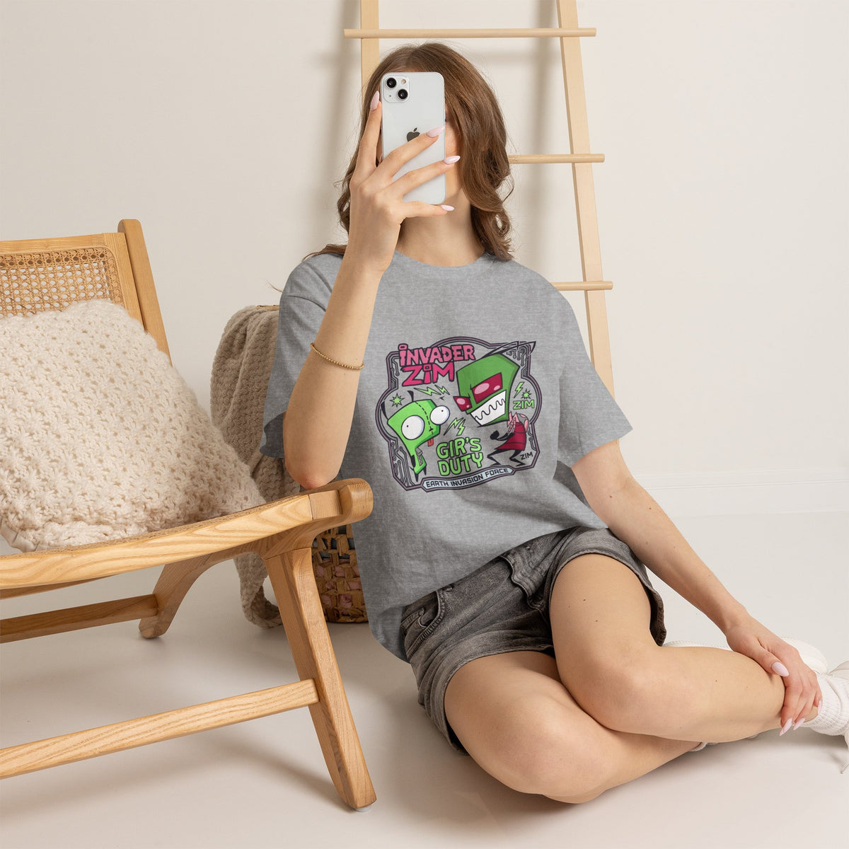 Vert Invader Zim Vintage Style Unisex Cotton Graphic T-Shirt