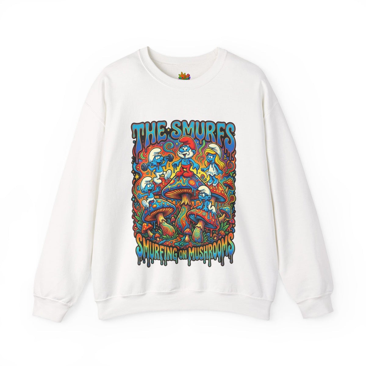 Vert Smurfs Psychedelic Vintage Style Unisex Graphic Crewneck Sweatshirt