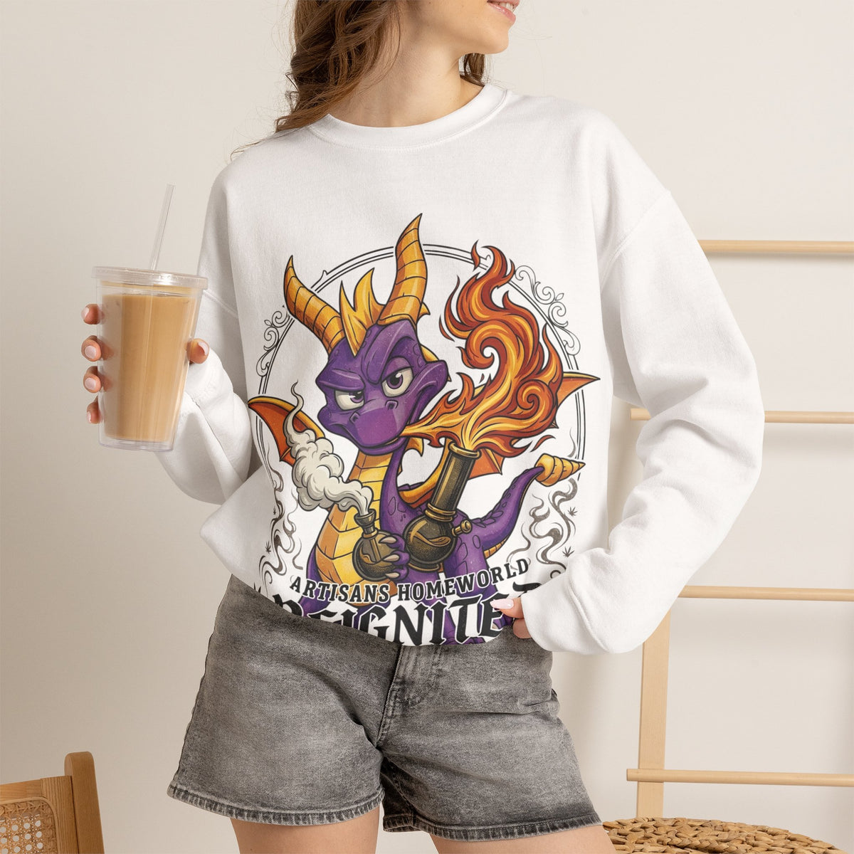 Vert Spyro Smoker Vintage Style Unisex Graphic Crewneck Sweatshirt