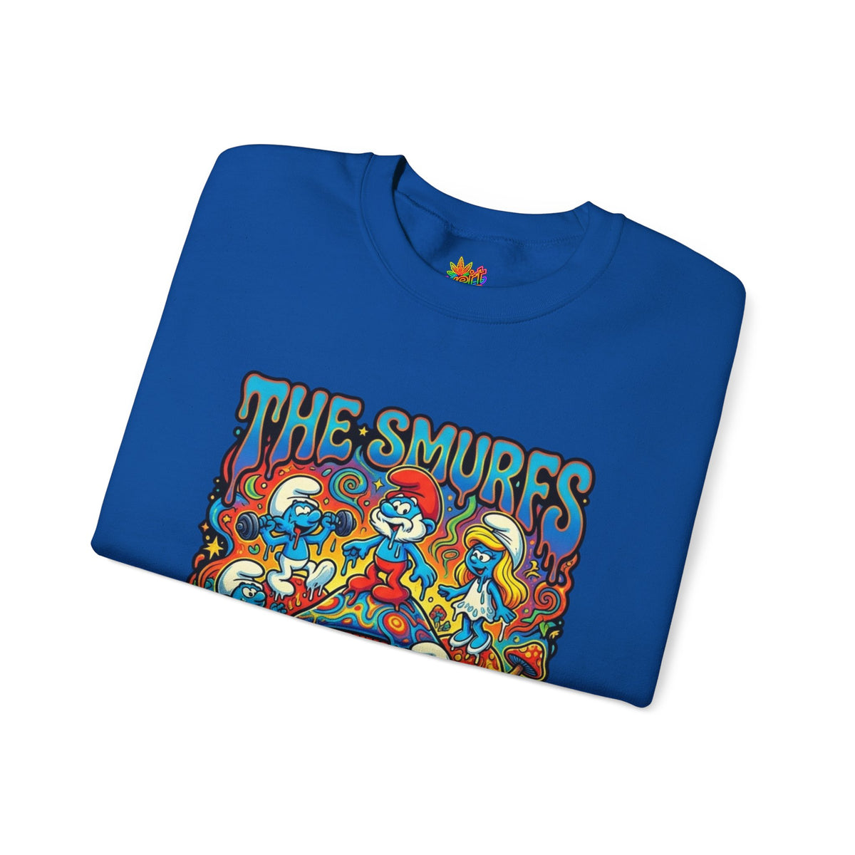 Vert Smurfs Psychedelic Vintage Style Unisex Graphic Crewneck Sweatshirt