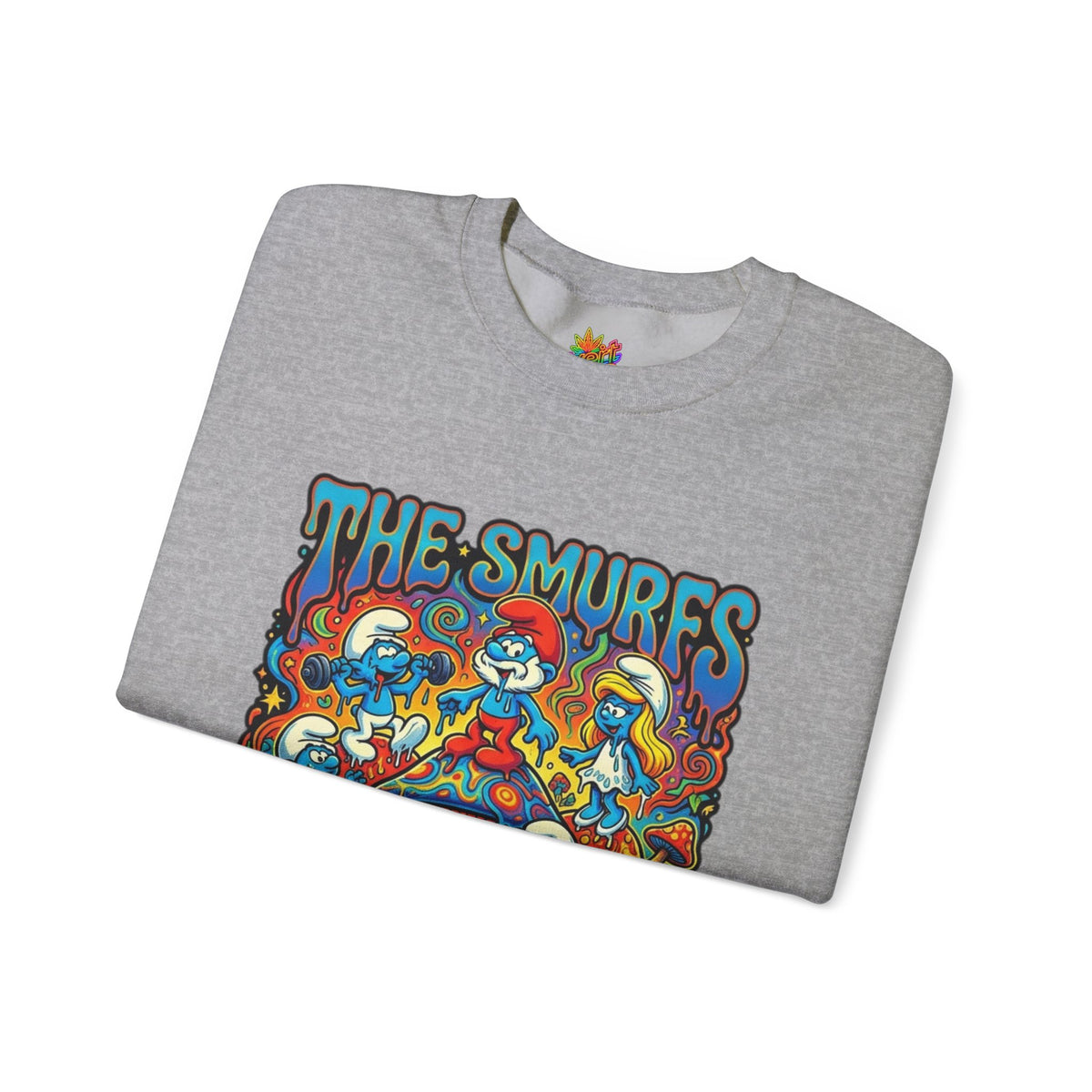 Vert Smurfs Psychedelic Vintage Style Unisex Graphic Crewneck Sweatshirt