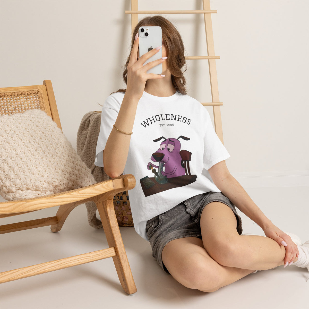 Vert Courage The Cowardly Dog Smoker Vintage Style Unisex Cotton Graphic T-Shirt