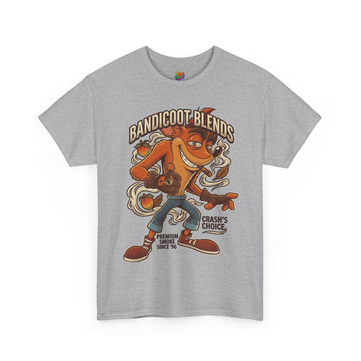 Vert Crash Bandicoot Smoker Vintage Style Unisex Cotton Graphic T-Shirt