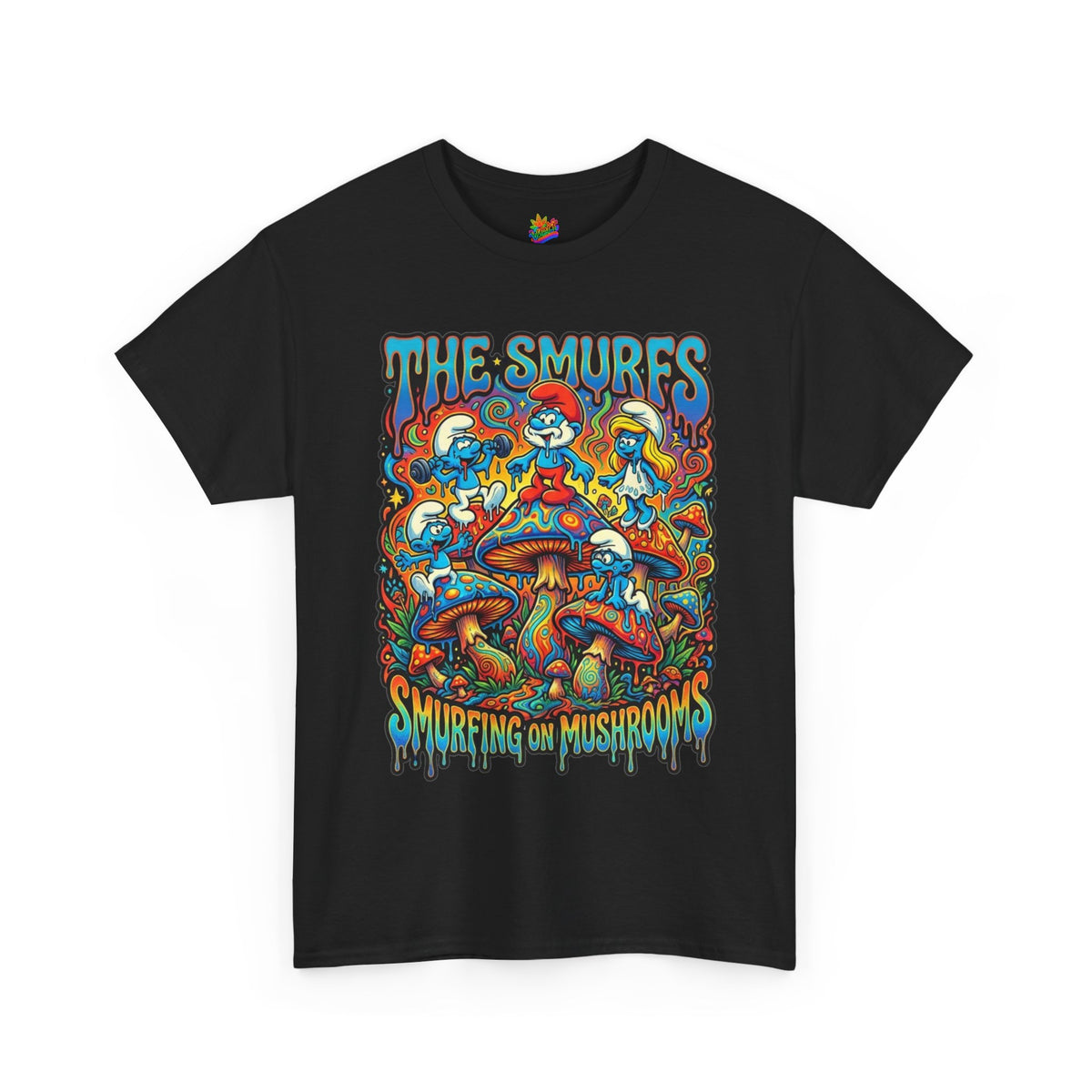 Vert Smurfs Psychedelic Vintages Style Unisex Cotton Graphic T-Shirt