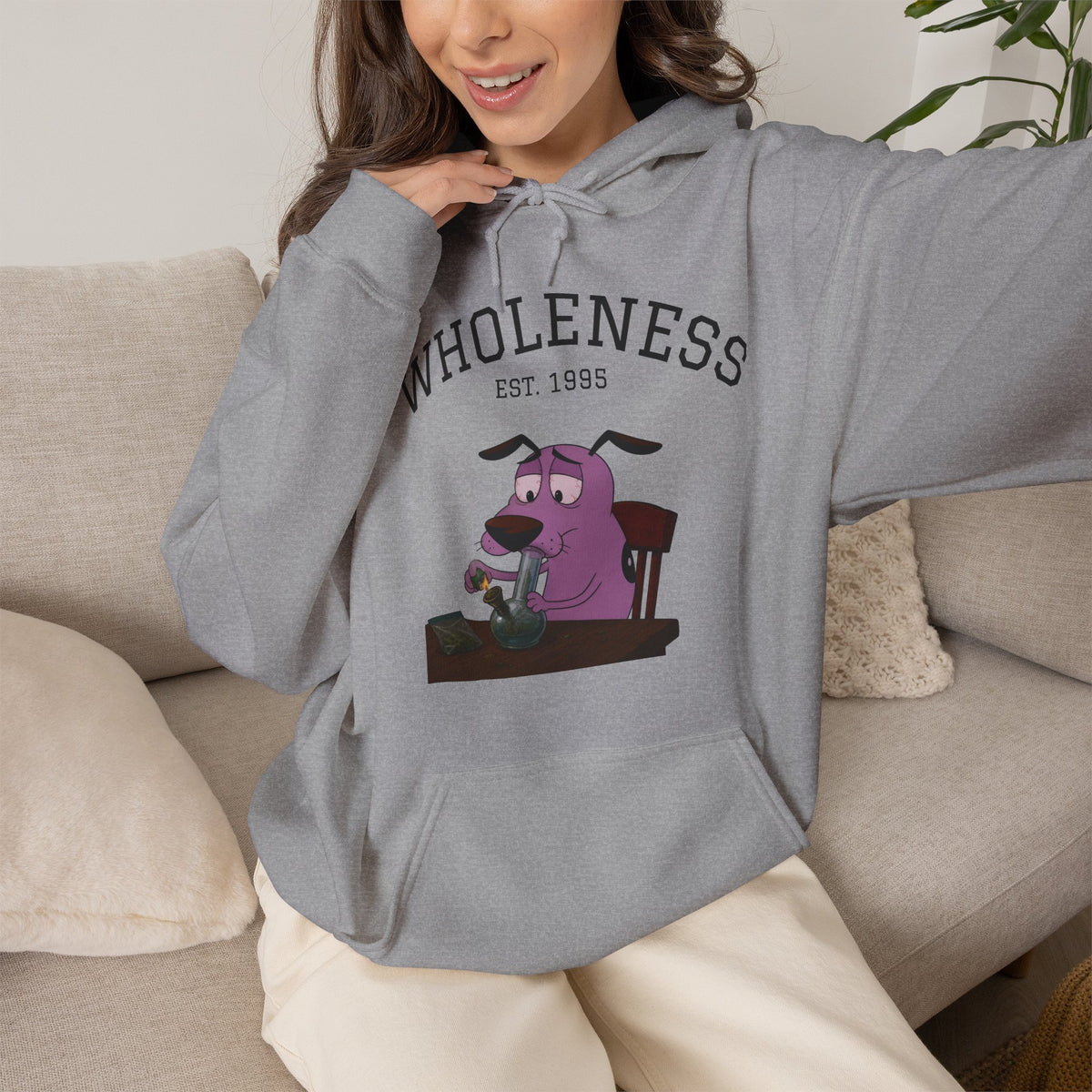 Vert Courage The Cowardly Dog Smoker Unisex Graphic Hoodie