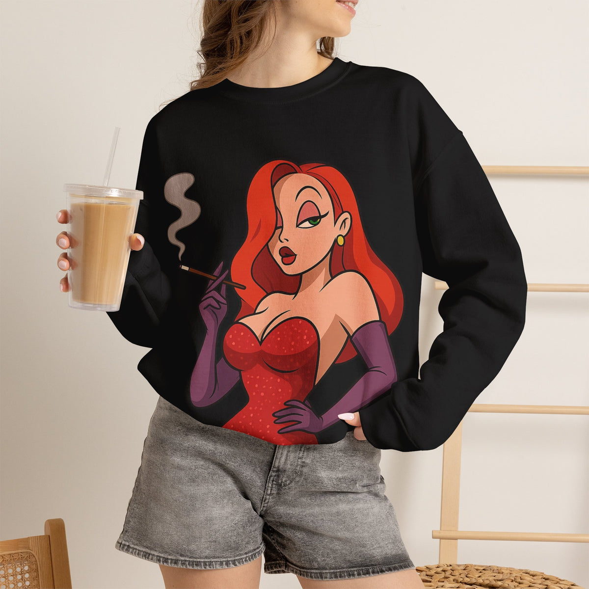 Vert Jessica Rabbit Vintage Style Unisex Graphic Crewneck Sweatshirt