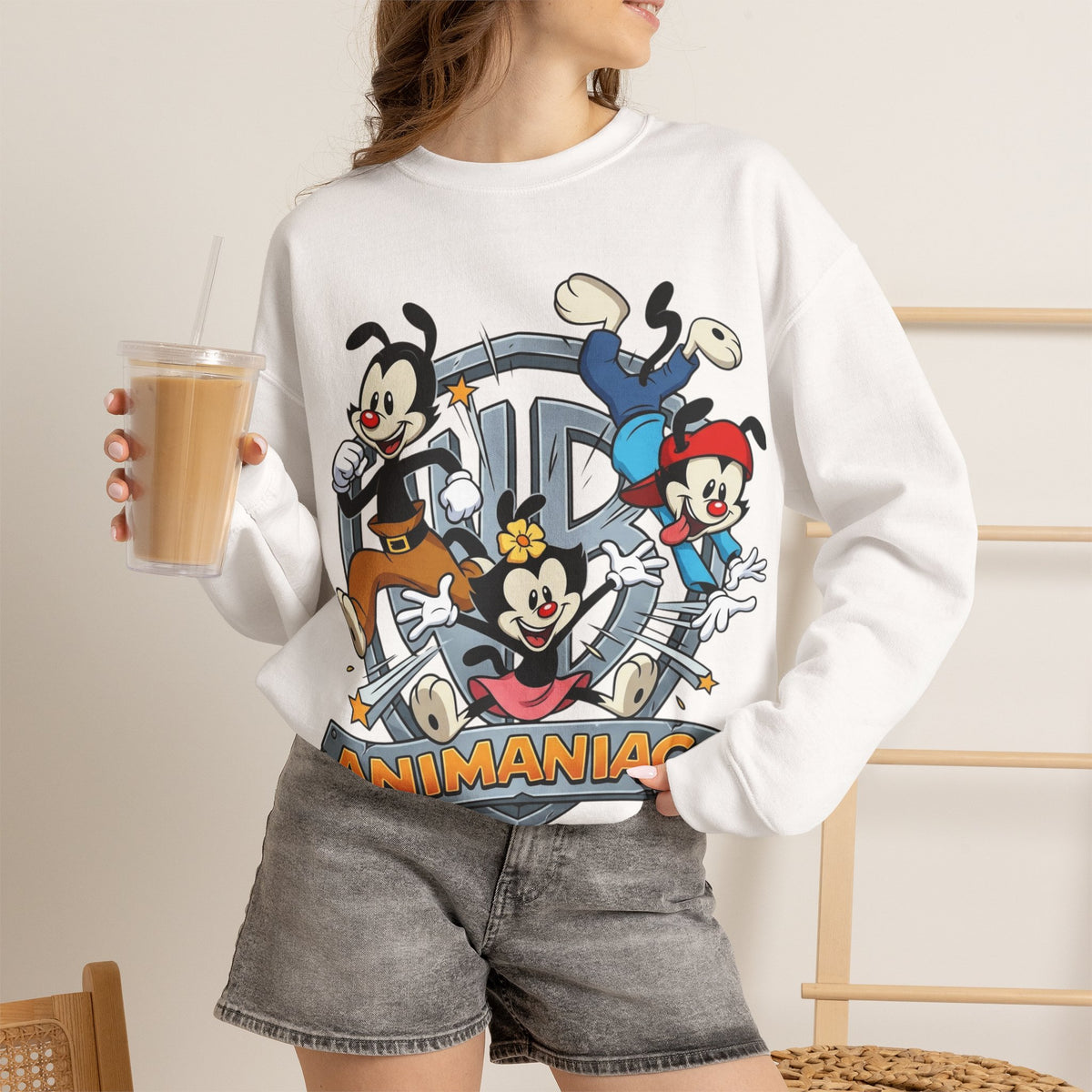 Vert Animaniacs Vintage Style Unisex Graphic Crewneck Sweatshirt