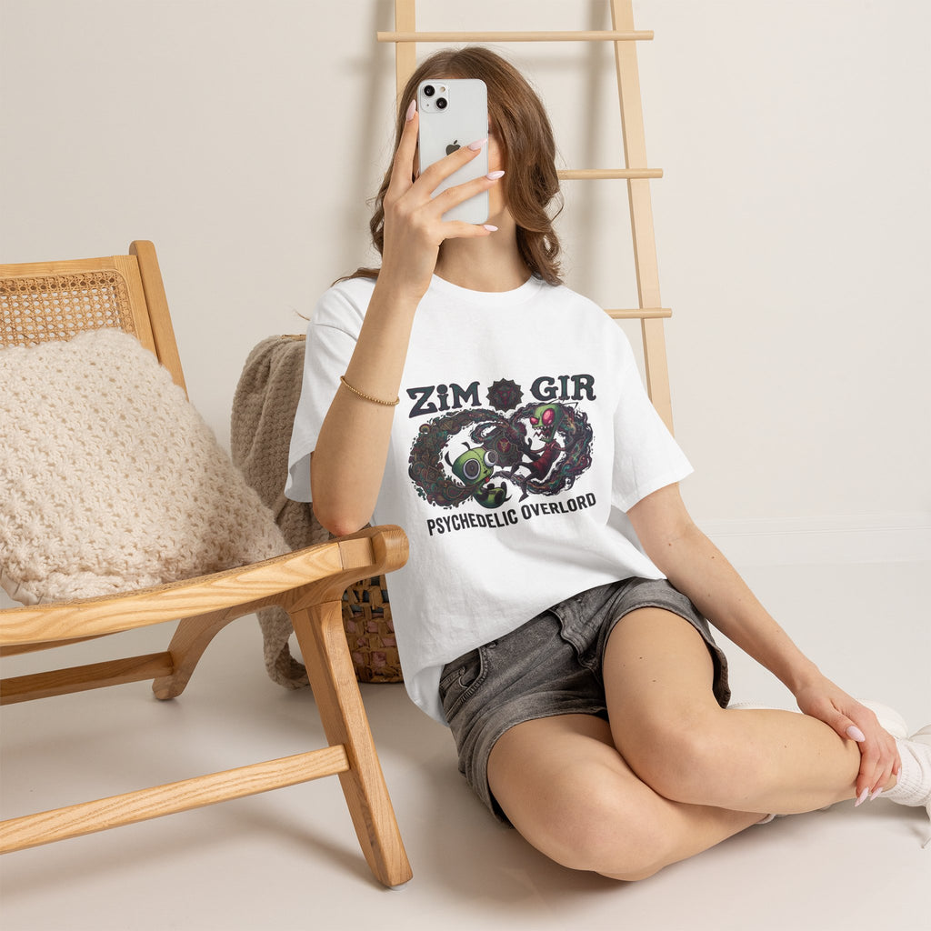 Vert Invader Zim Psychedelic Vintage Style Unisex Cotton Graphic T-Shirt