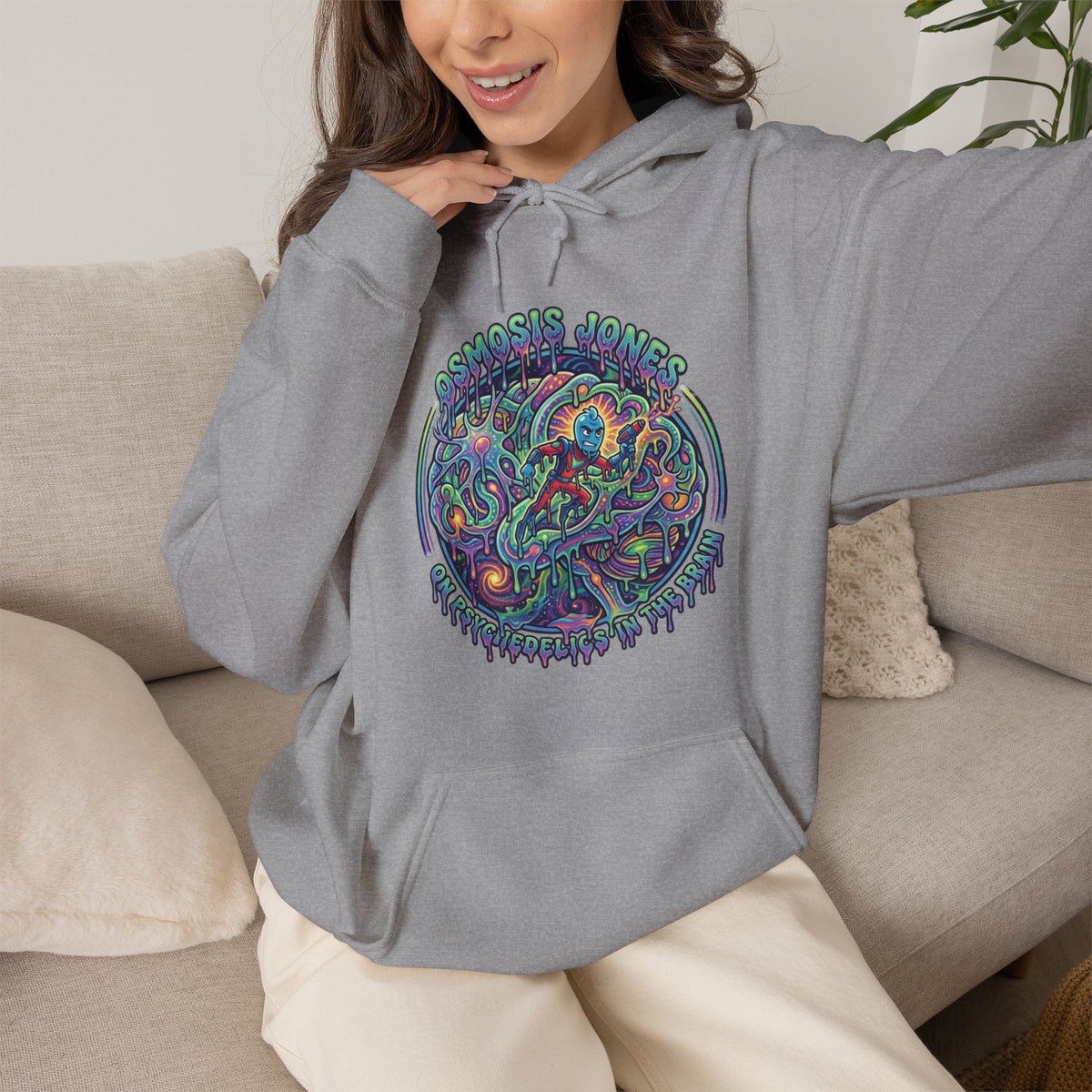 Vert Osmosis Jones Psychedelic Vintage Style Unisex Graphic Hoodie