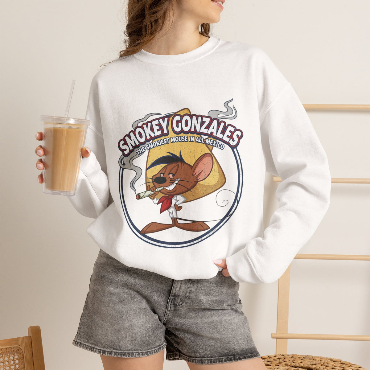 Vert Speedy Gonzales Smoker Vintage Style Unisex Graphic Crewneck Sweatshirt