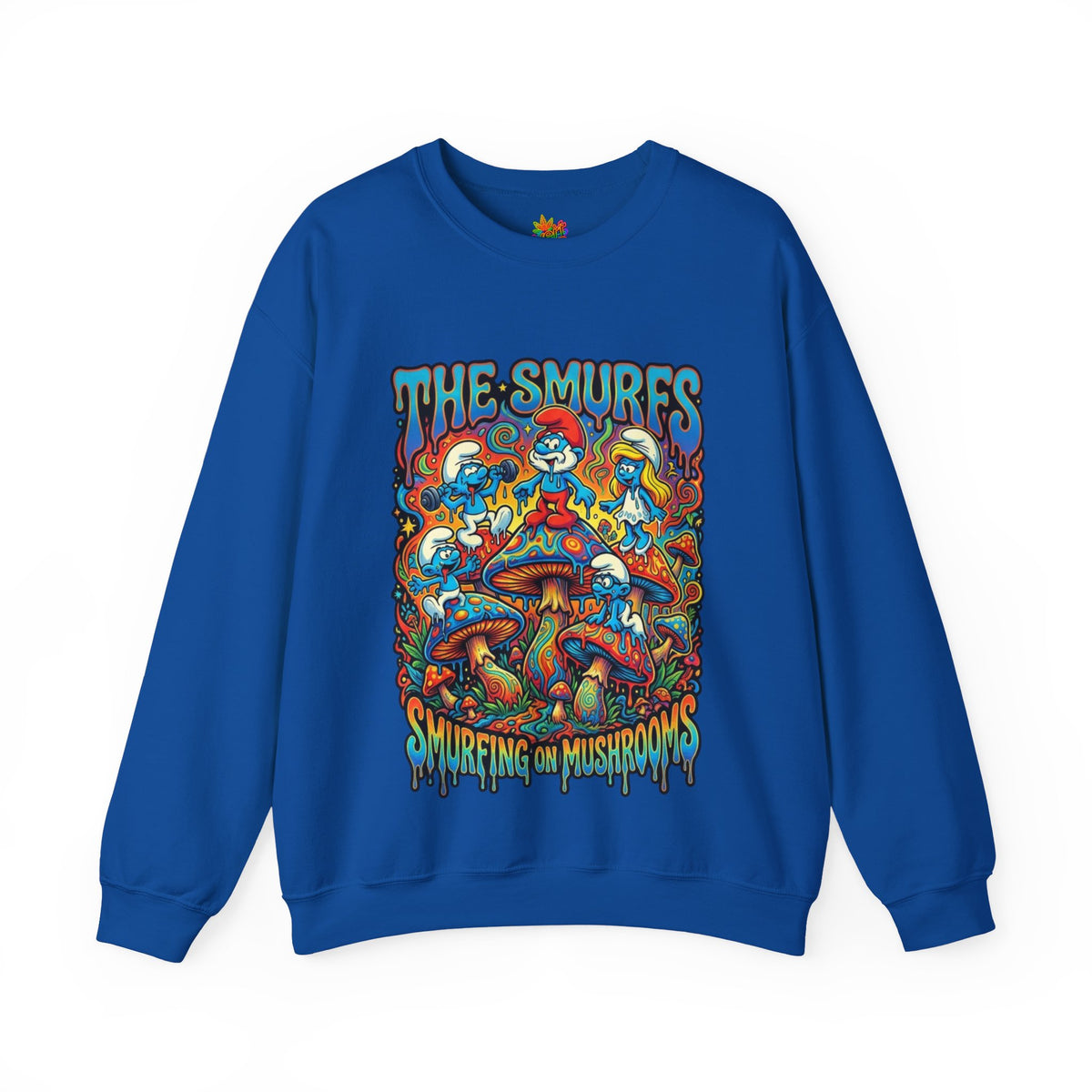 Vert Smurfs Psychedelic Vintage Style Unisex Graphic Crewneck Sweatshirt