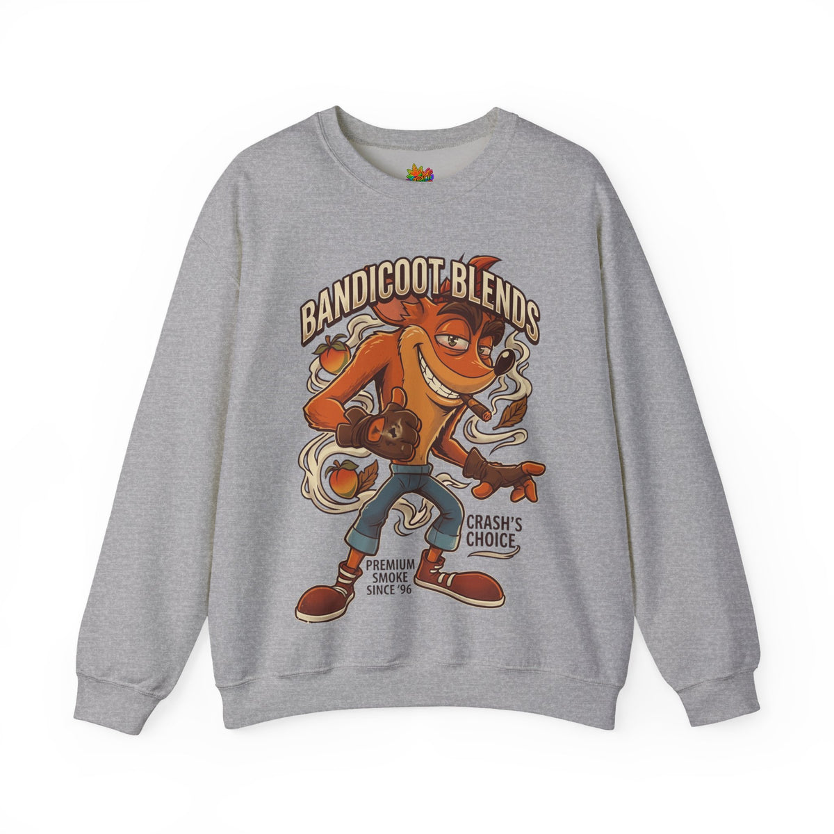 Vert Crash Bandicoot Smoker Vintage Style Unisex Graphic Crewneck Sweatshirt