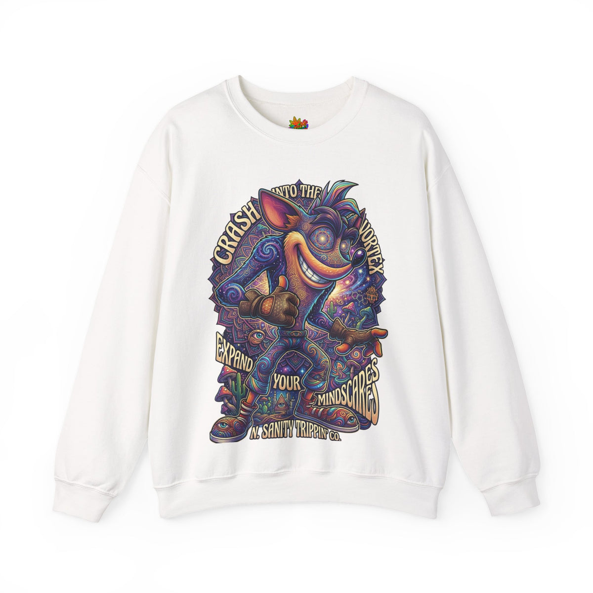 Vert Crash Bandicoot Psychedelic Vintage Style Unisex Graphic Crewneck Sweatshirt