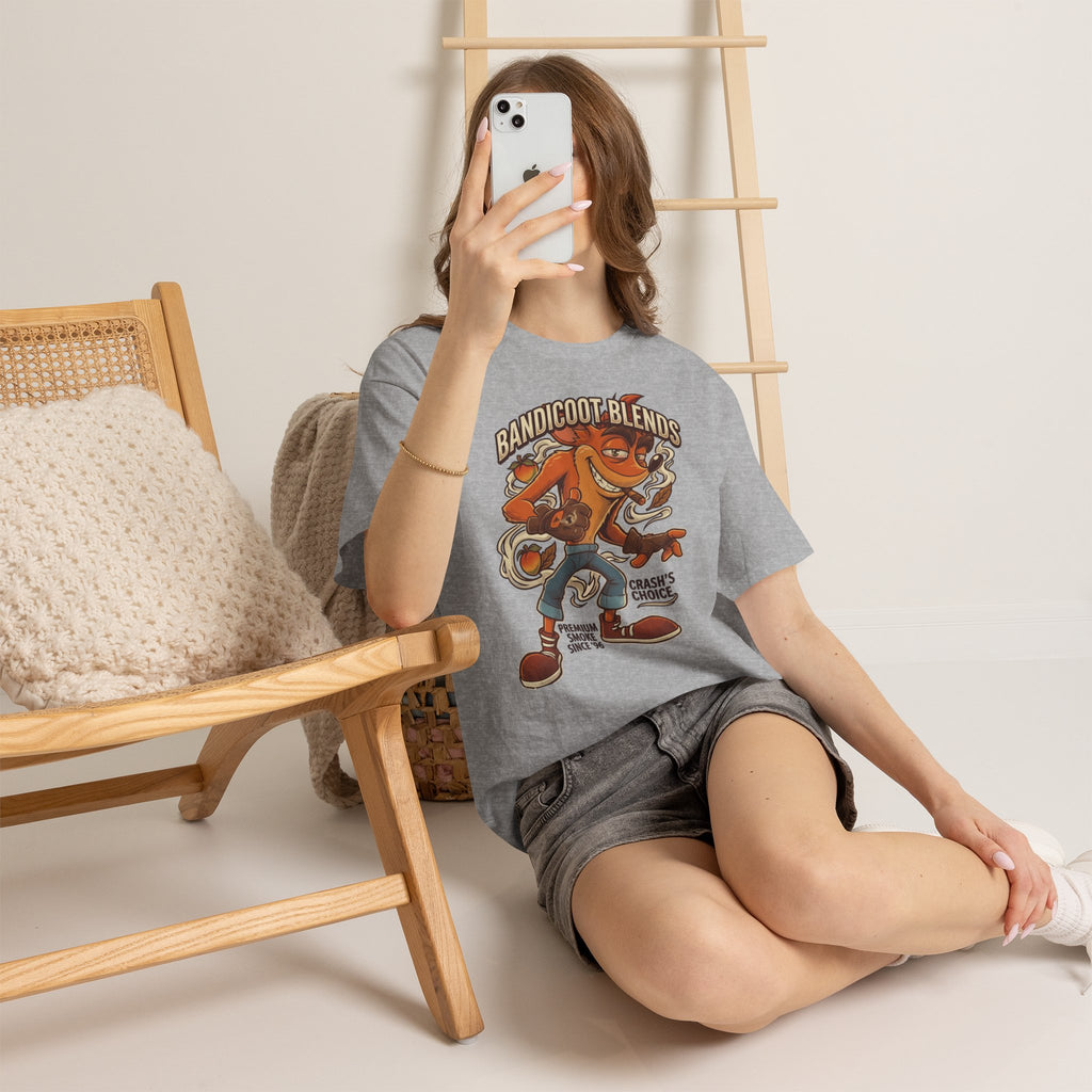 Vert Crash Bandicoot Smoker Vintage Style Unisex Cotton Graphic T-Shirt