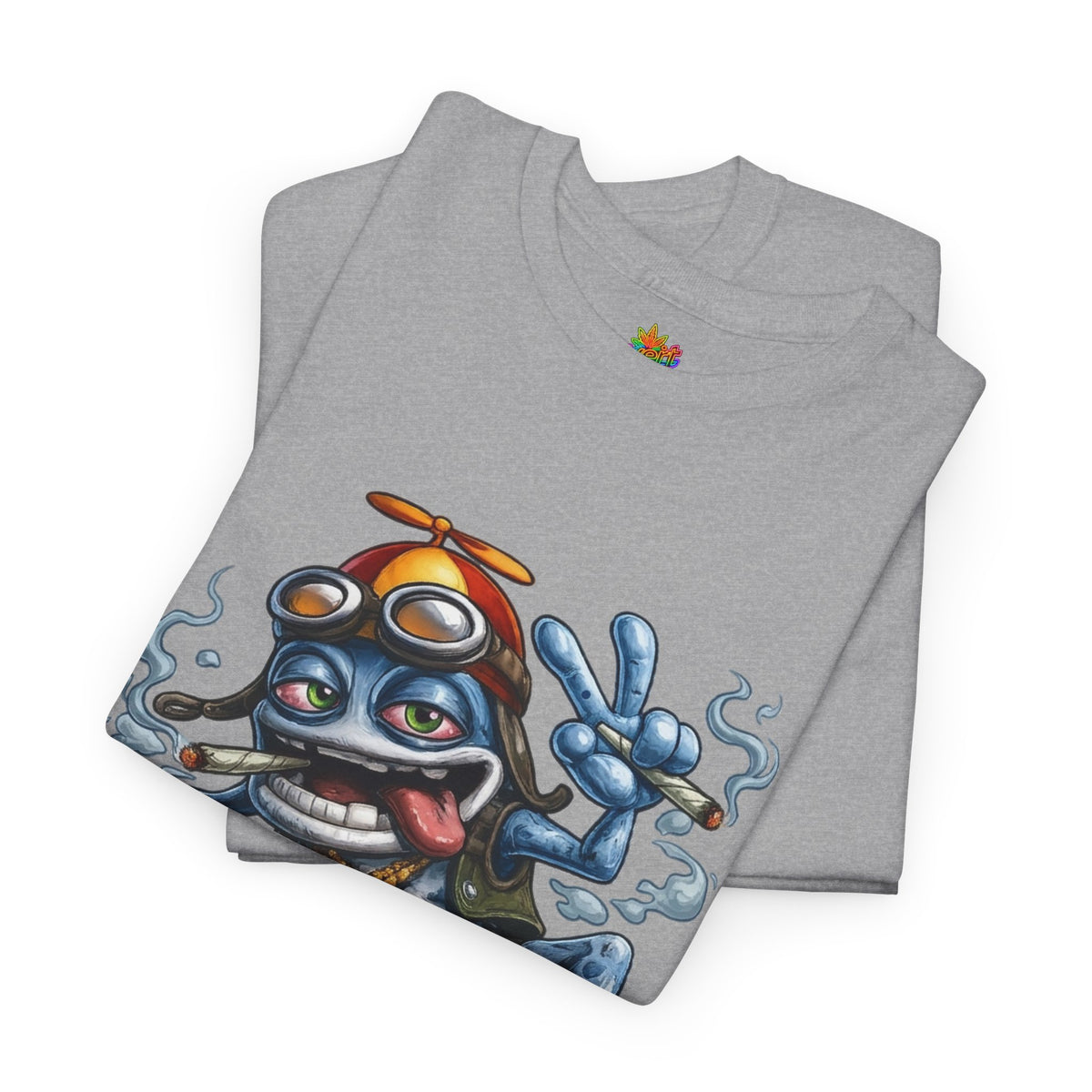 Vert Crazy Frog Smoker Vintage Style Unisex Cotton Graphic T-Shirt
