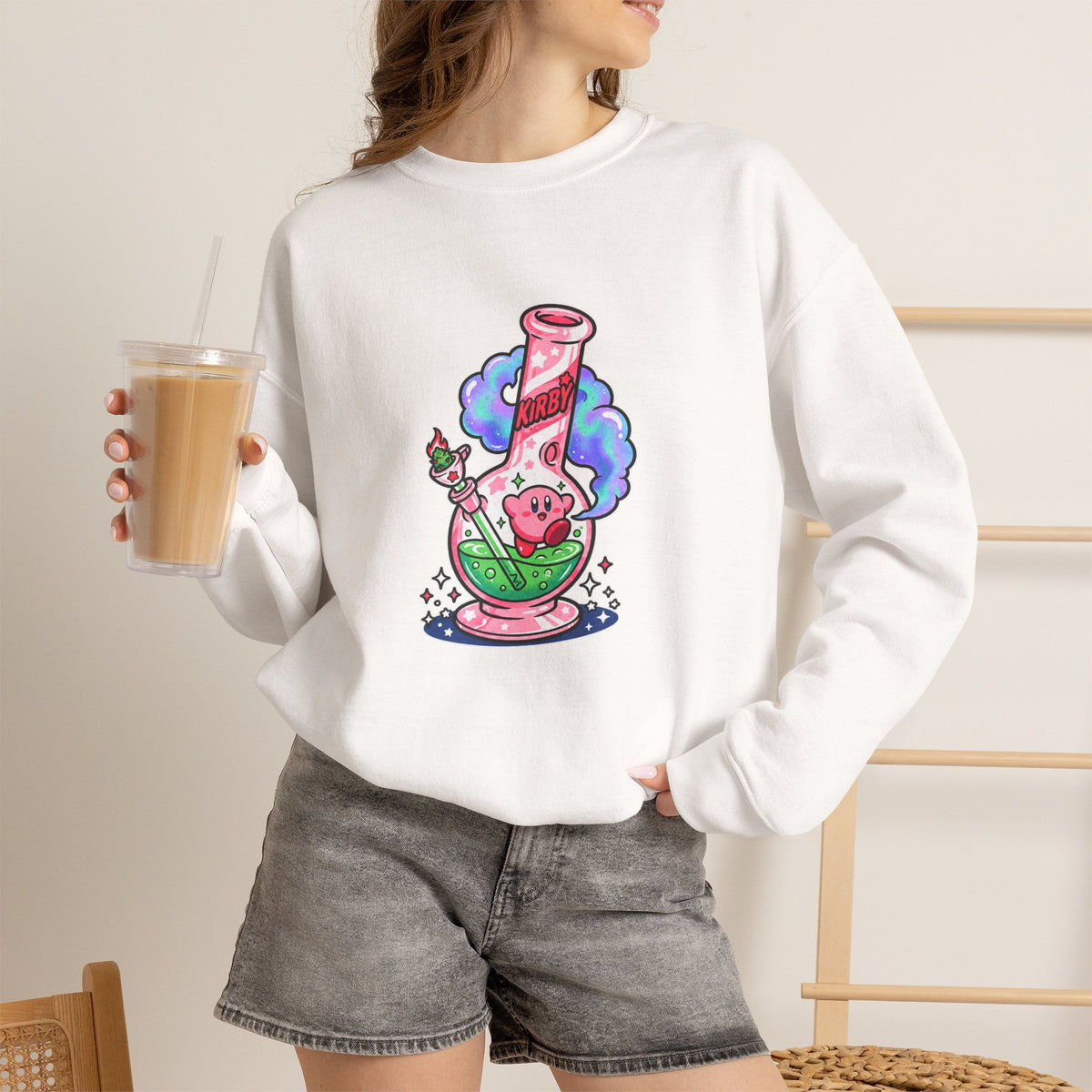 Vert Kirby Bong Vintage Style Unisex Graphic Crewneck Sweatshirt