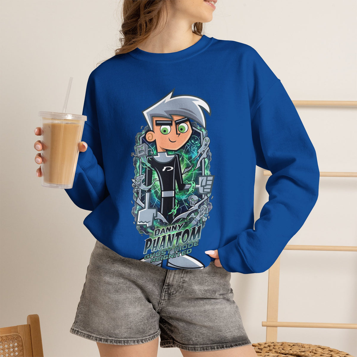 Vert Danny Phantom Vintage Style Unisex Graphic Crewneck Sweatshirt