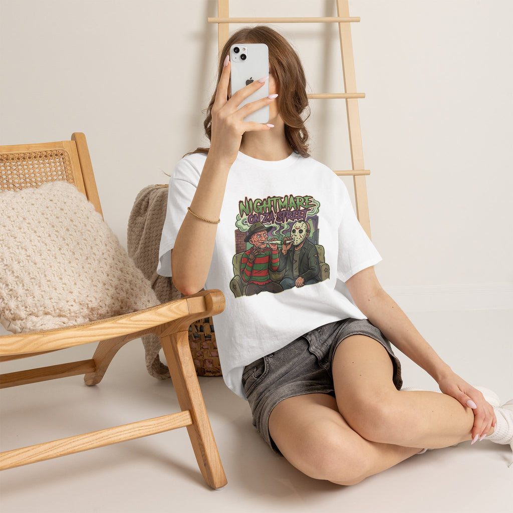 Vert Freddy & Jason Smoker Vintage Style Unisex Cotton Graphic T-Shirt