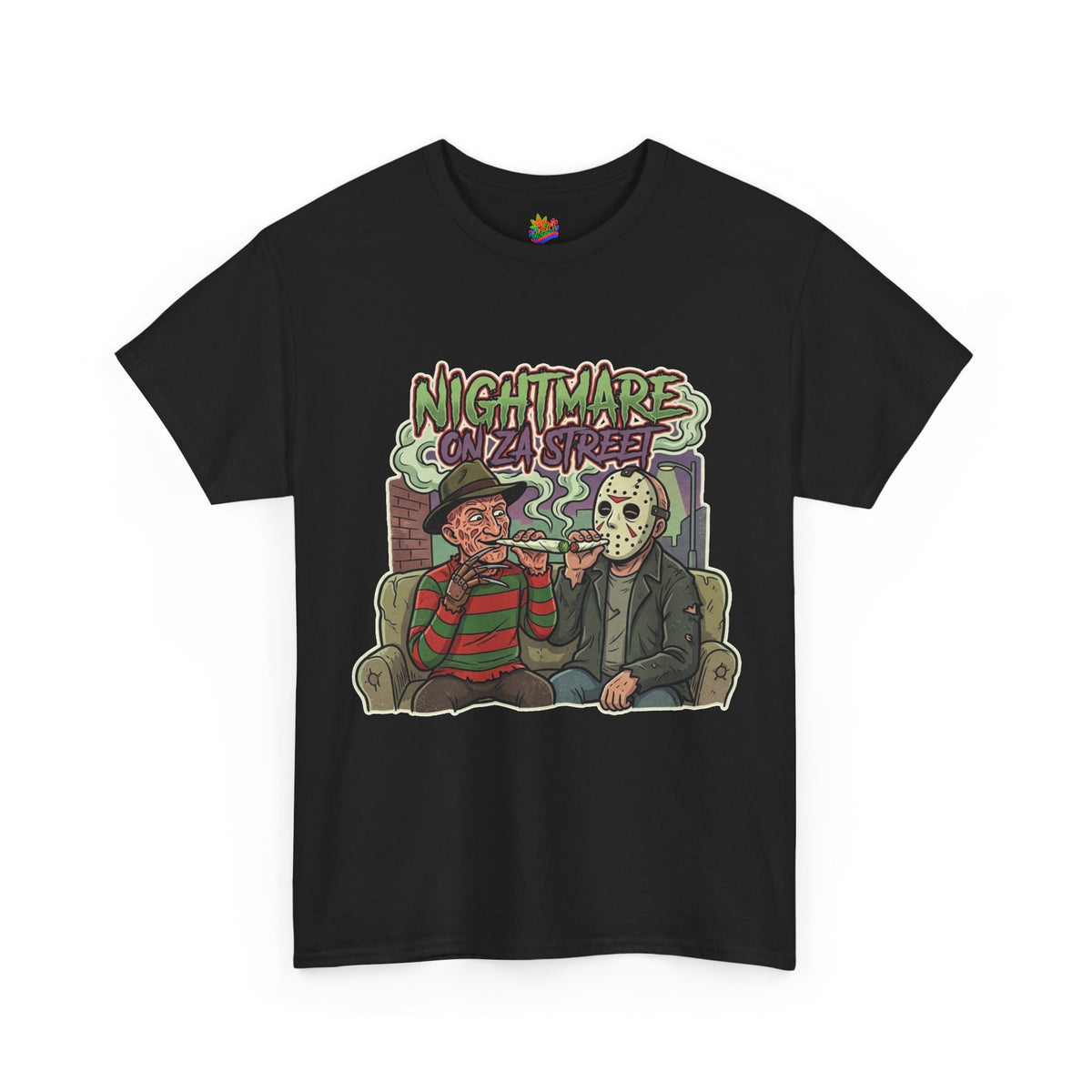 Vert Freddy & Jason Smoker Vintage Style Unisex Cotton Graphic T-Shirt