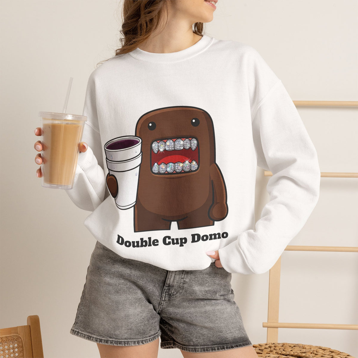 Vert Double Cup Domo Vintage Style Unisex Graphic Crewneck Sweatshirt