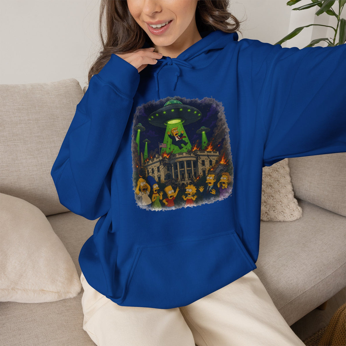 Vert Donald Trump Abduction Vintage Style Unisex Graphic Hoodie