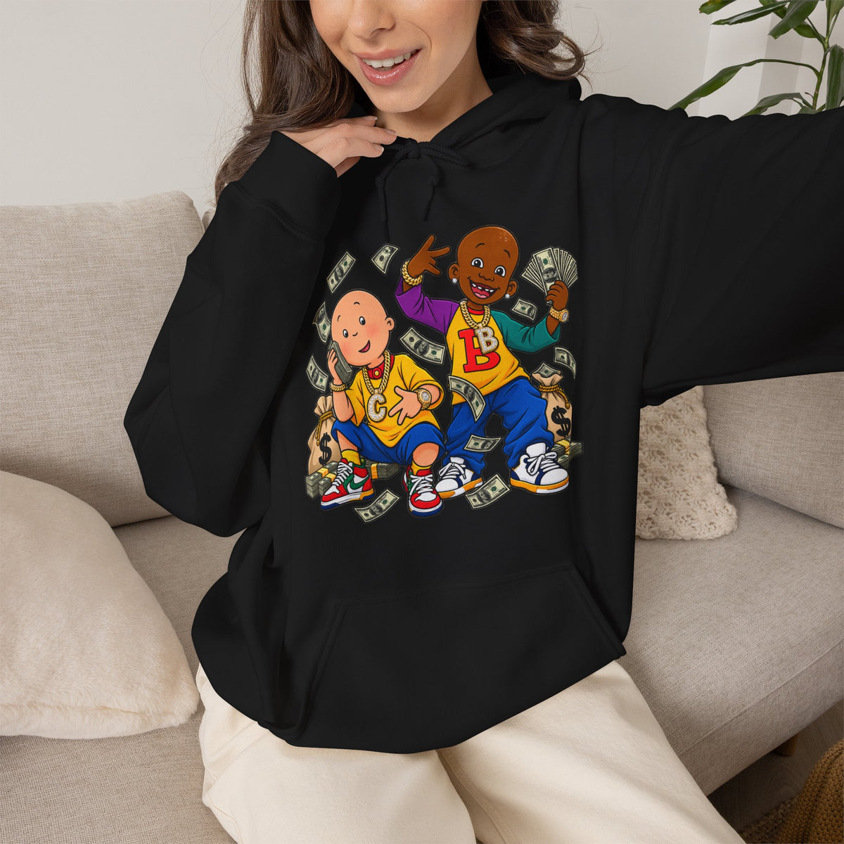 Vert Little Bill & Caillou Alt Vintage Style Unisex Graphic Hoodie