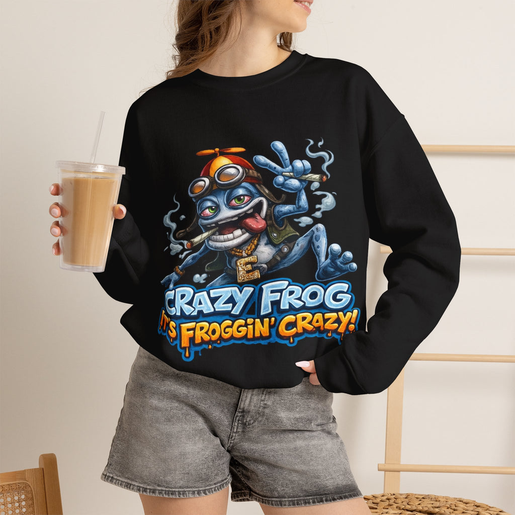 Vert Crazy Frog Smoker Vintage Style Unisex Graphic Crewneck Sweatshirt