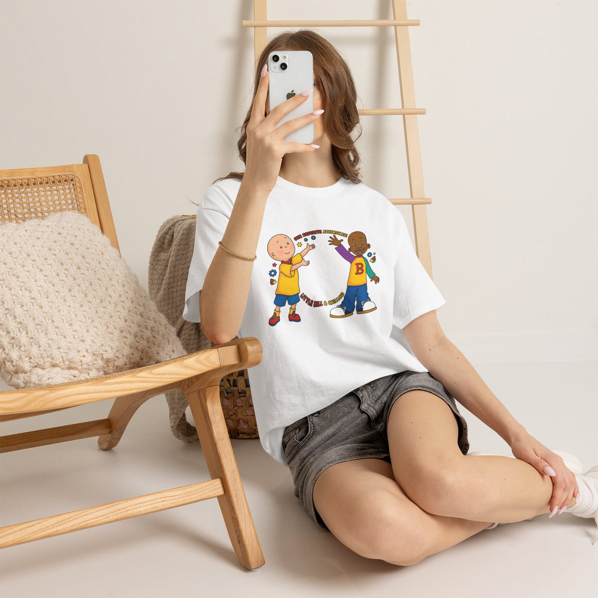 Vert Little Bill & Caillou Vintage Style Unisex Cotton Graphic T-Shirt