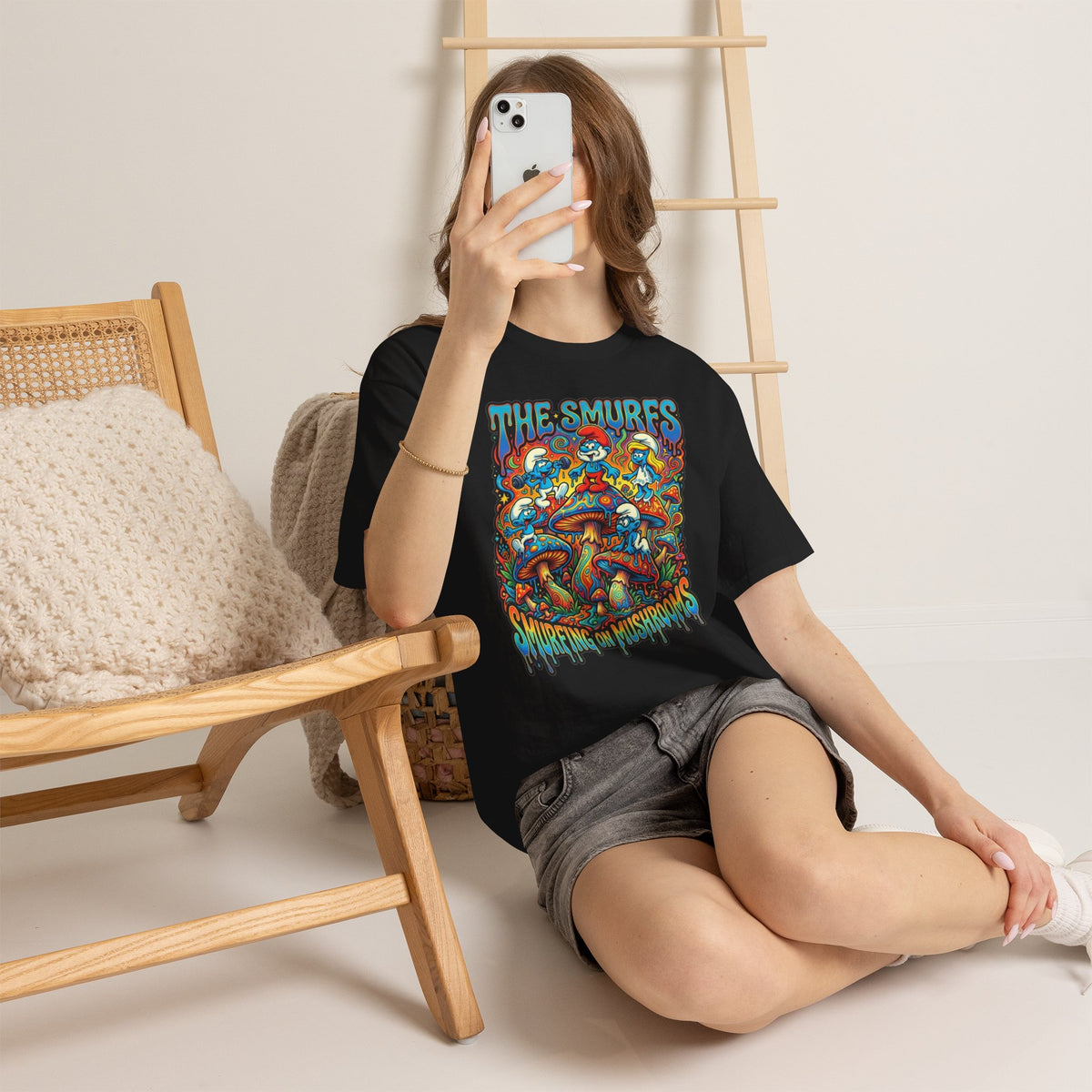 Vert Smurfs Psychedelic Vintages Style Unisex Cotton Graphic T-Shirt