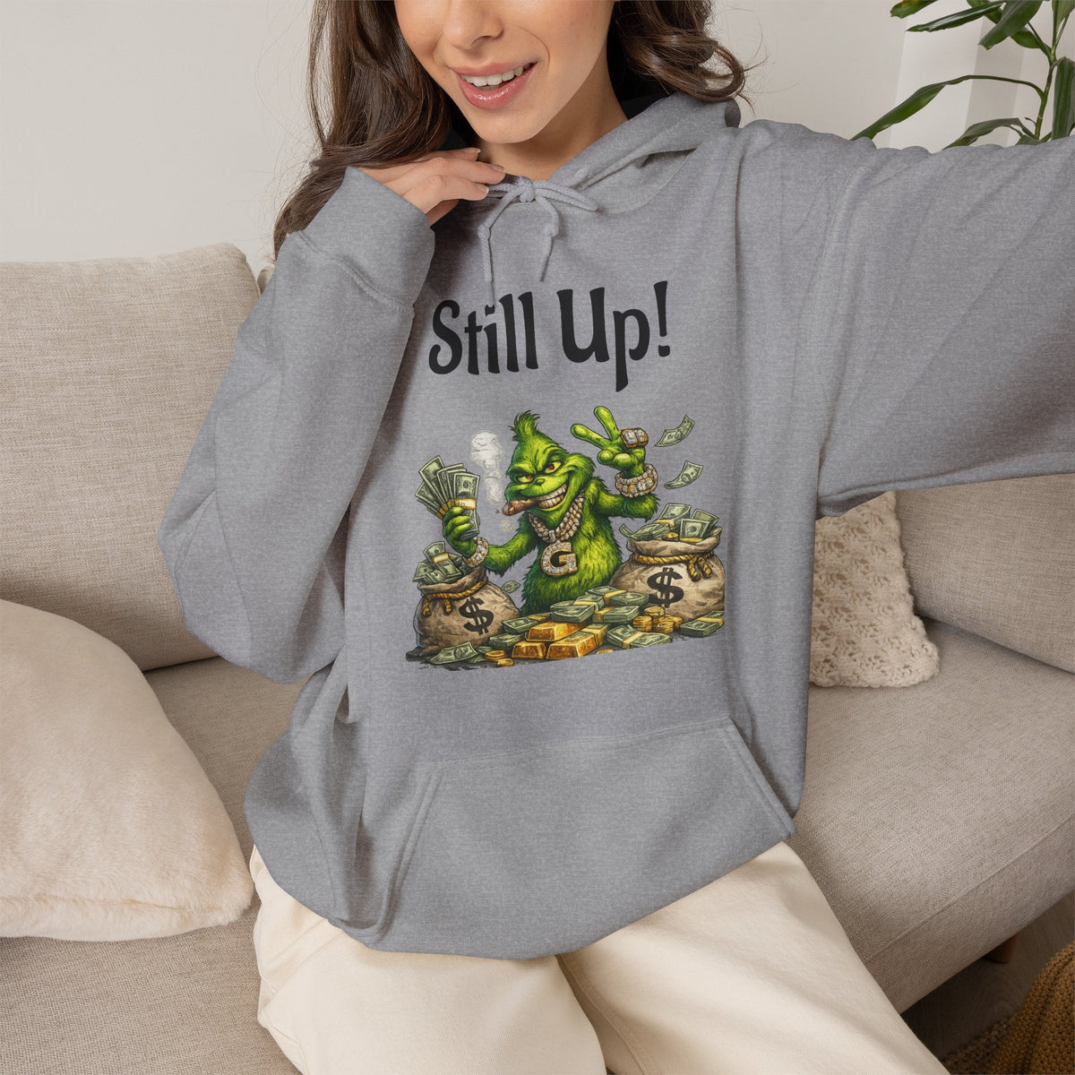 Vert Grinch Smoker Vintage Style Unisex Graphic Hoodie