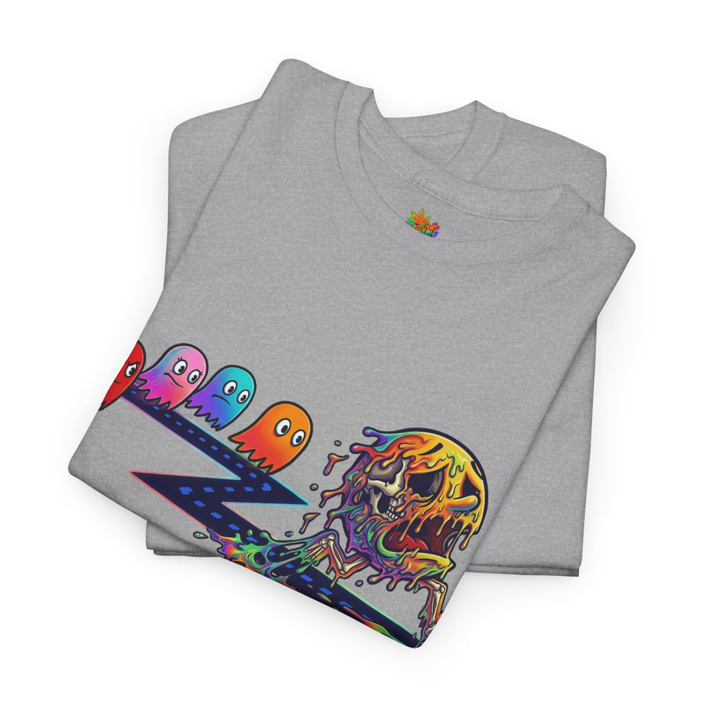 Vert Pac-Man Psychedelic Vintage Style Unisex Cotton Graphic T-Shirt