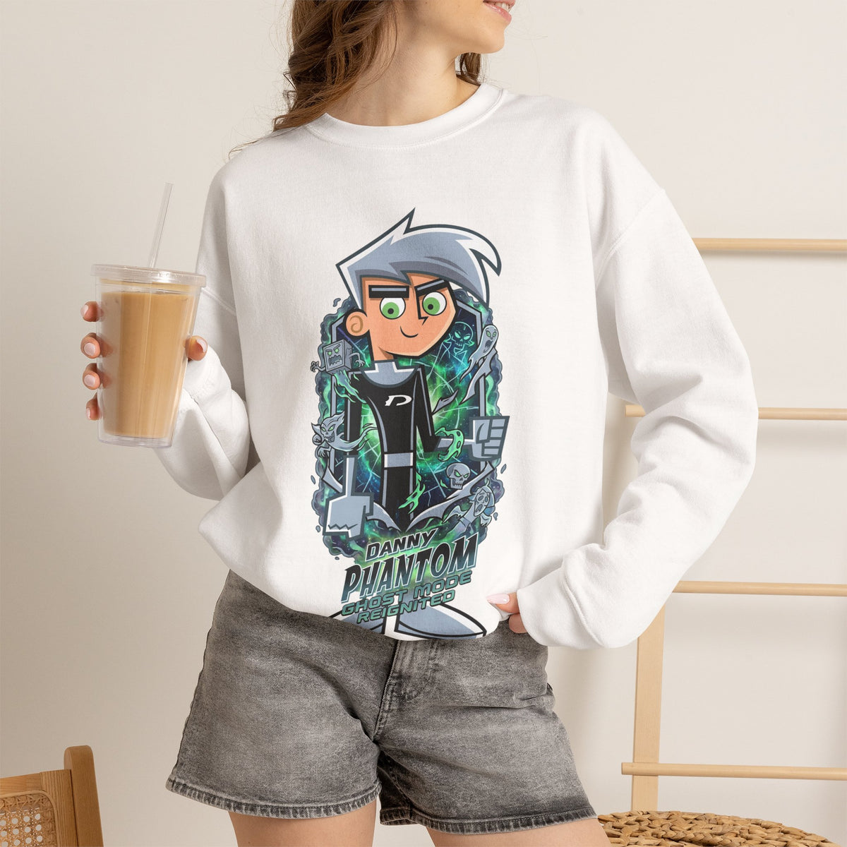 Vert Danny Phantom Vintage Style Unisex Graphic Crewneck Sweatshirt