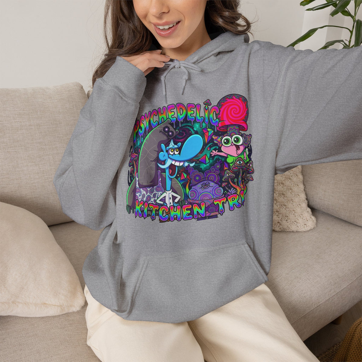 Vert Chowder Psychedelic Vintage Style Unisex Graphic Hoodie