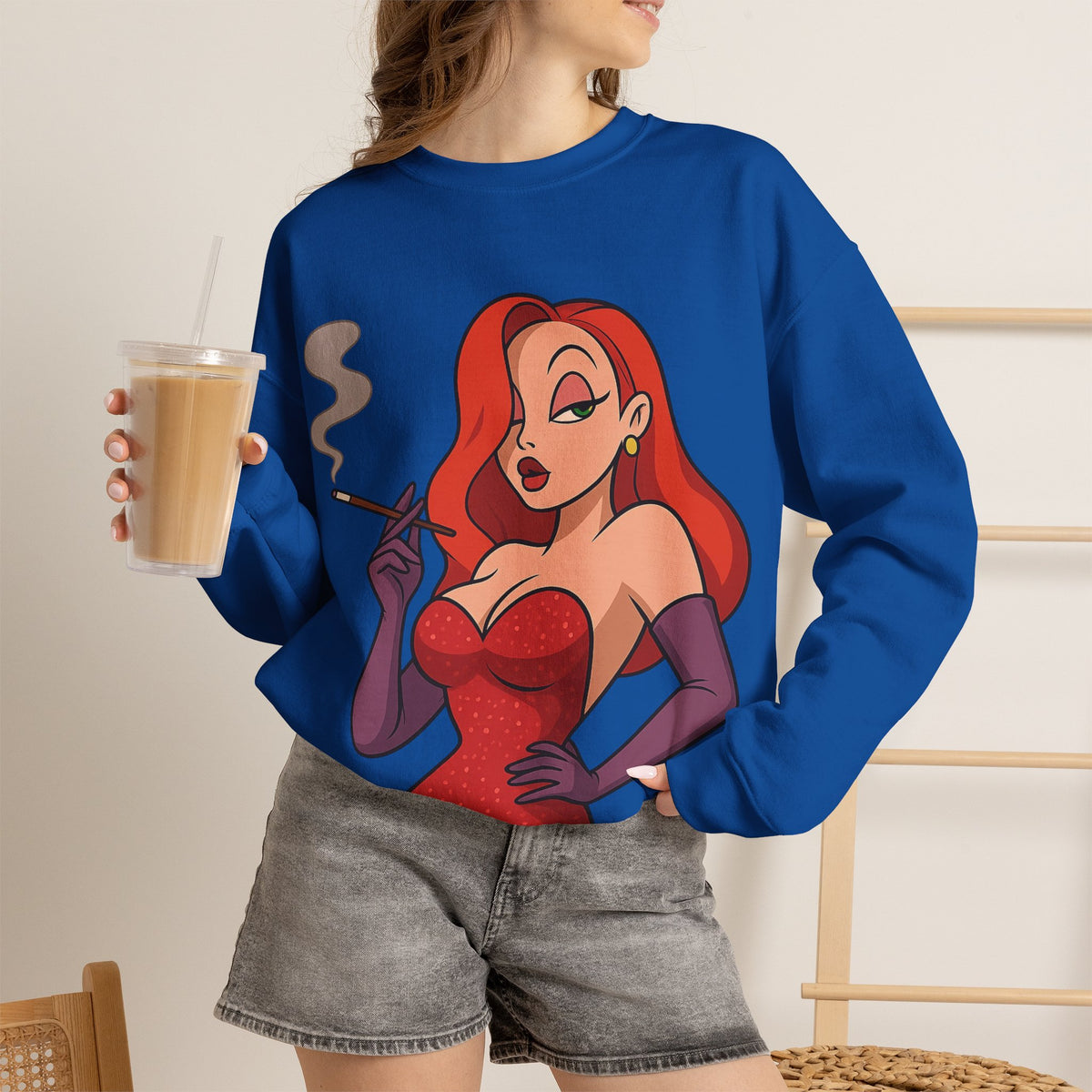 Vert Jessica Rabbit Vintage Style Unisex Graphic Crewneck Sweatshirt