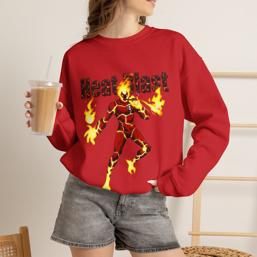 Vert Ben 10 Heat Blast Vintage Style Unisex Cotton Graphic Crewneck Sweatshirt