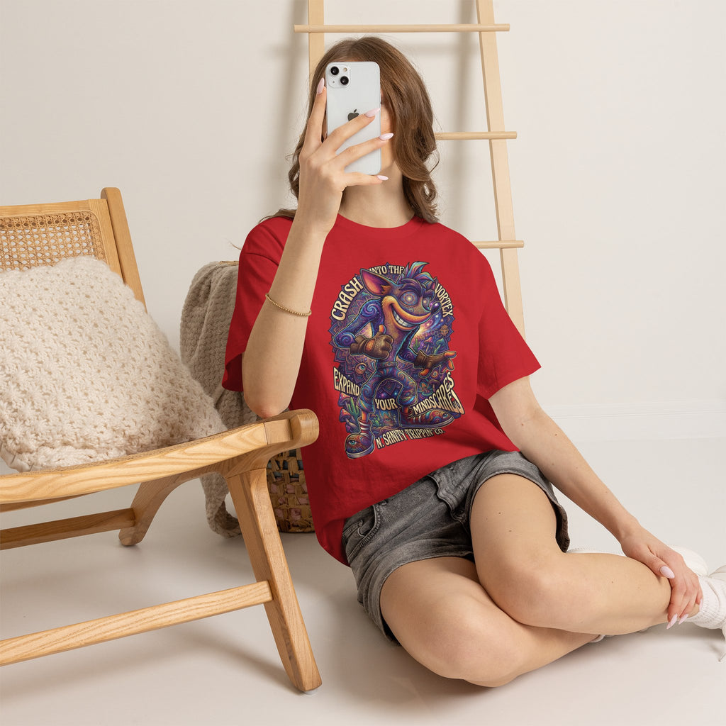 Vert Crash Bandicoot Psychedelic Vintage Style Unisex Cotton Graphic T-Shirt
