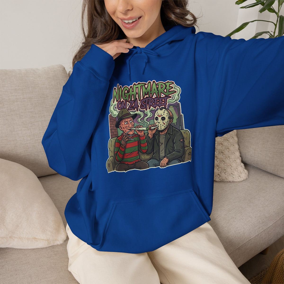 Vert Freddy & Jason Smoker Vintage Style Unisex Hoodie