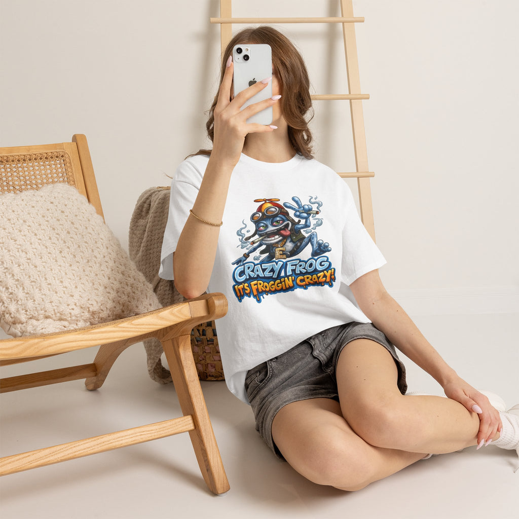 Vert Crazy Frog Smoker Vintage Style Unisex Cotton Graphic T-Shirt