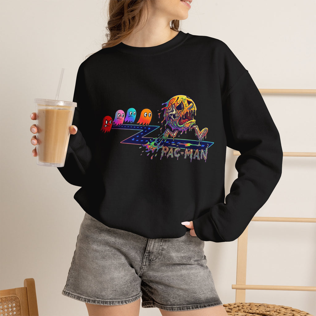 Vert Pac-Man Psychedelic Vintage Style Unisex Graphic Crewneck Sweatshirt