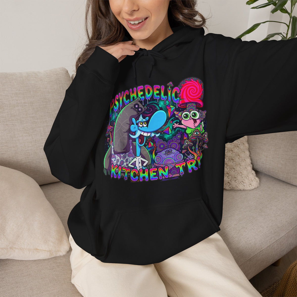 Vert Chowder Psychedelic Vintage Style Unisex Graphic Hoodie