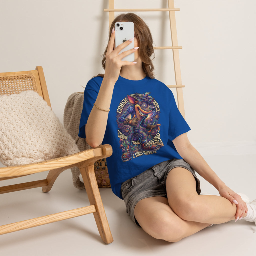 Vert Crash Bandicoot Psychedelic Vintage Style Unisex Cotton Graphic T-Shirt