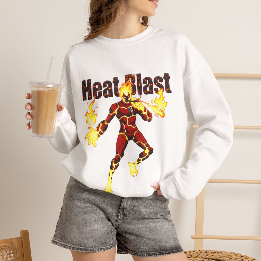 Vert Ben 10 Heat Blast Vintage Style Unisex Cotton Graphic Crewneck Sweatshirt