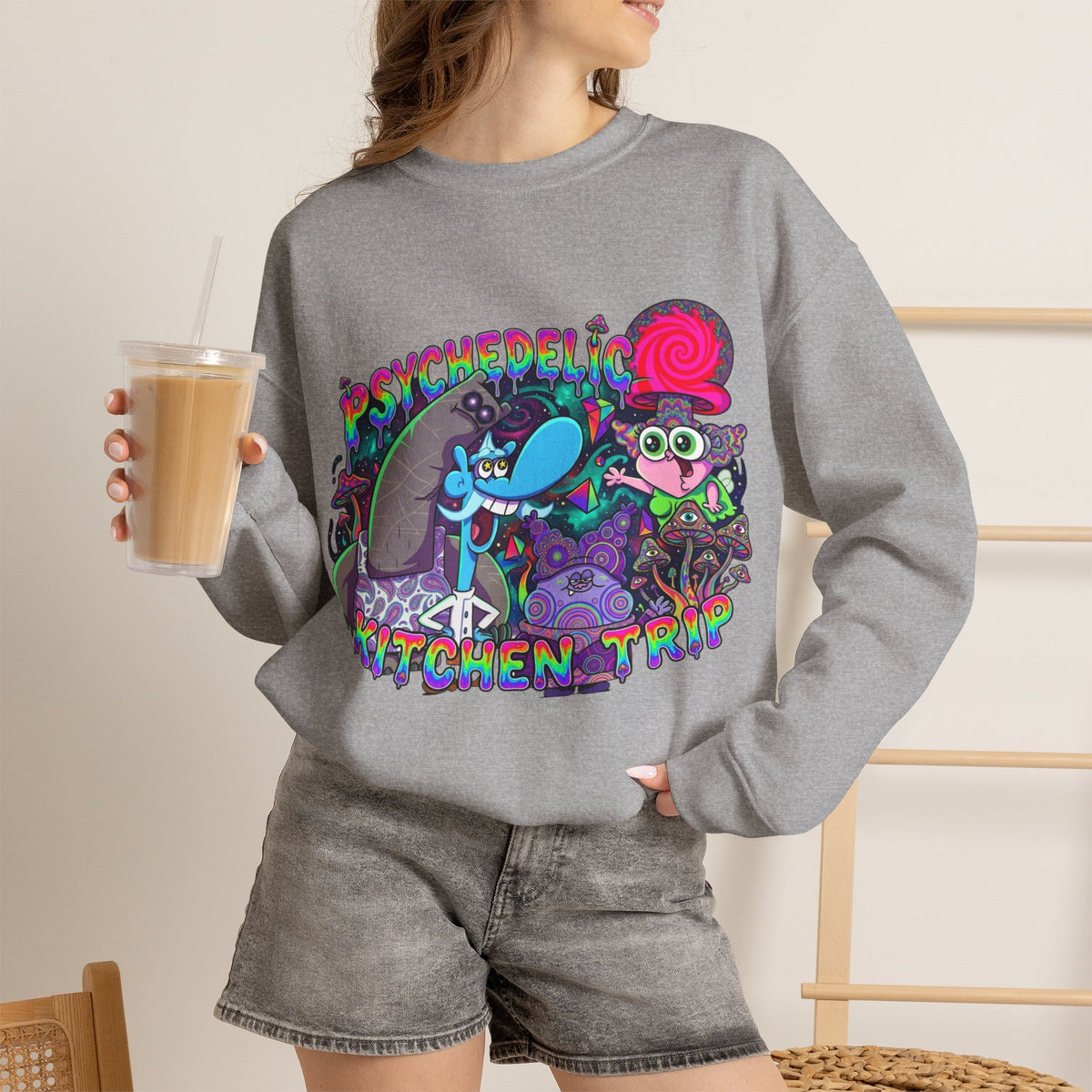 Vert Chowder Psychedelic Vintage Style Unisex Graphic Crewneck Sweatshirt