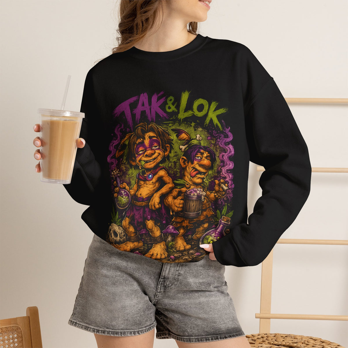 Vert Tak & Lok Vintage Style Unisex Graphic Crewneck Sweatshirt