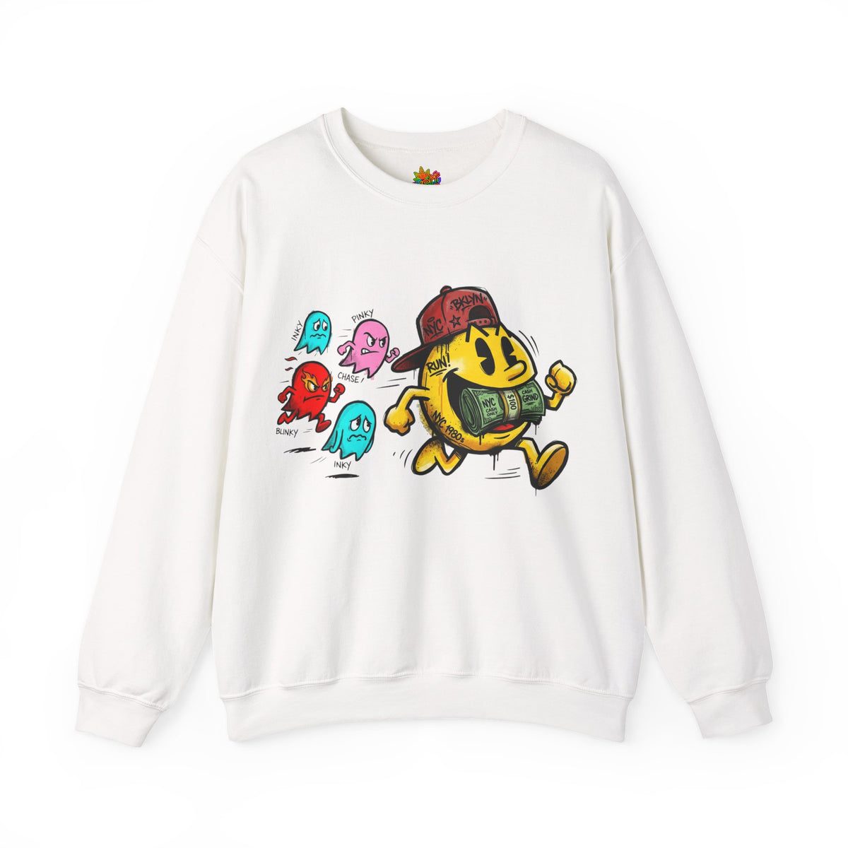 Vert NY Pac-Man Vintage Style Unisex Graphic Crewneck Sweatshirt